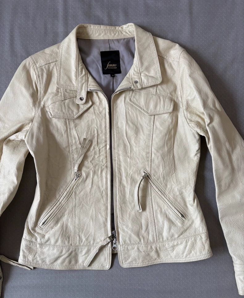 Yohji Yamamoto Vintage Fitted Beige Leather Jacket Size M / US 6-8 / IT 42-44 - 4 Thumbnail