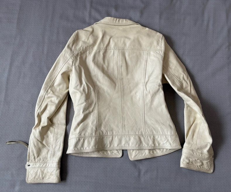 Yohji Yamamoto Vintage Fitted Beige Leather Jacket Size M / US 6-8 / IT 42-44 - 2 Thumbnail