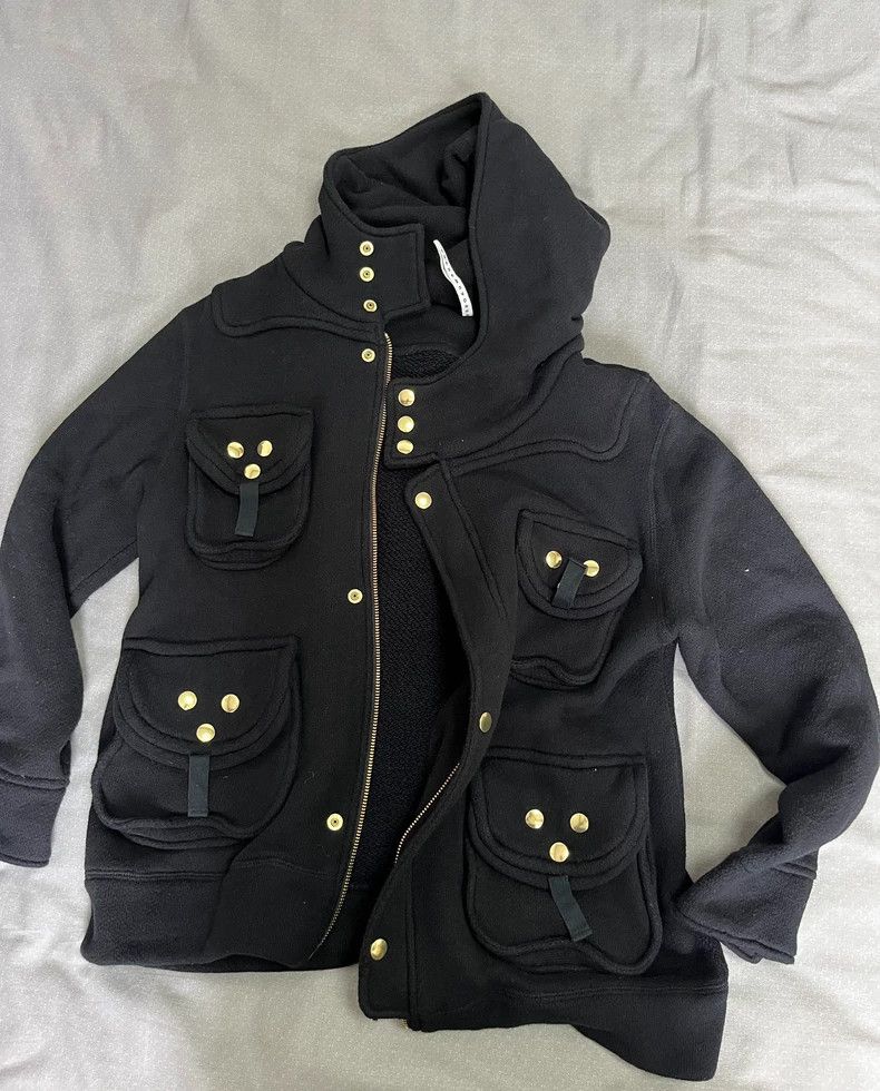 Yohji Yamamoto Vintage Black Hooded Jacket with Pockets Size XL / US 12-14 / IT 48-50 - 3 Thumbnail