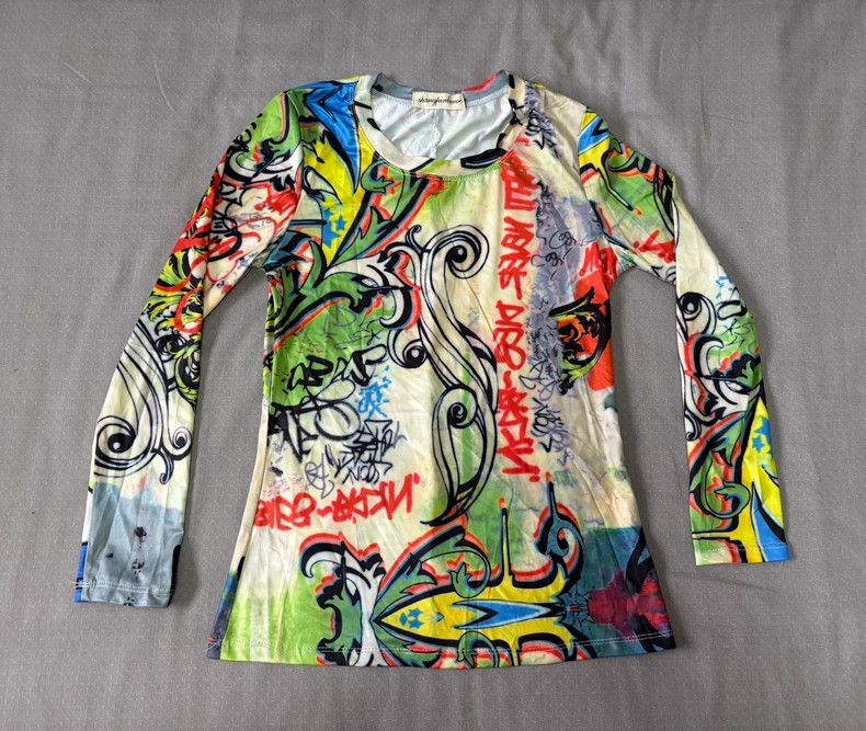 Yohji Yamamoto Vintage Long Sleeve Graphic T-Shirt Size M / US 6-8 / IT 42-44 - 4 Thumbnail