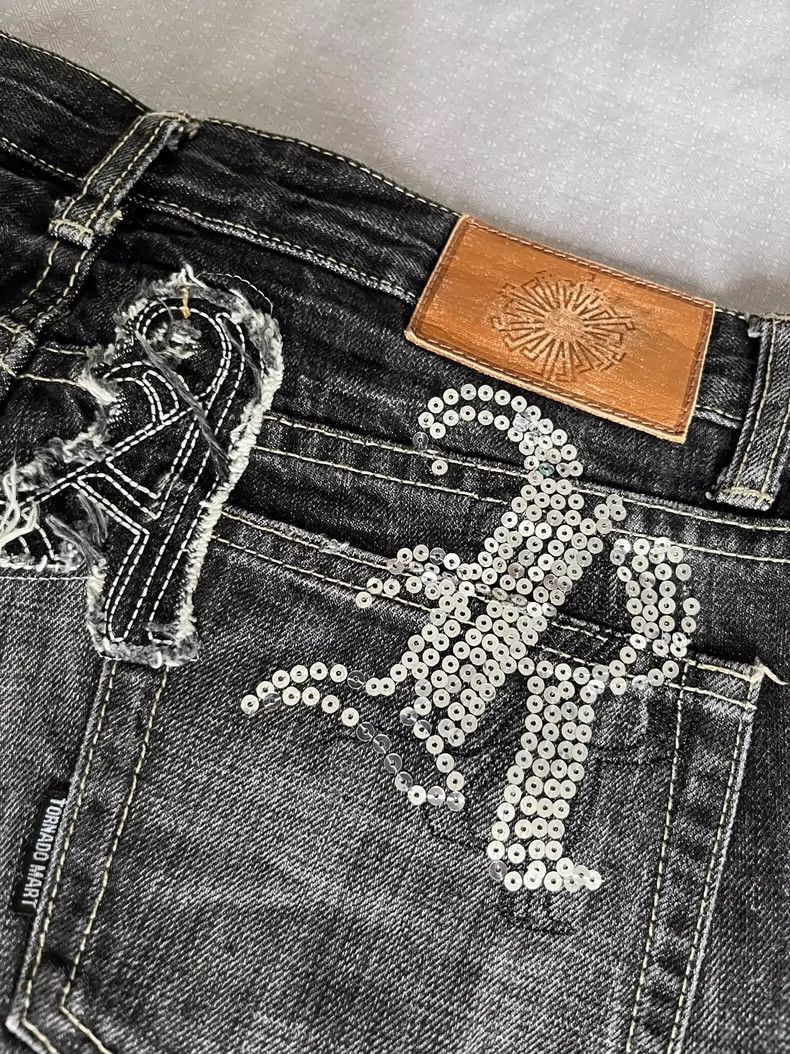 Yohji Yamamoto Tornado Mart Vintage Flared Jeans in Gray Size 34" / US 12 / IT 48 - 6 Thumbnail
