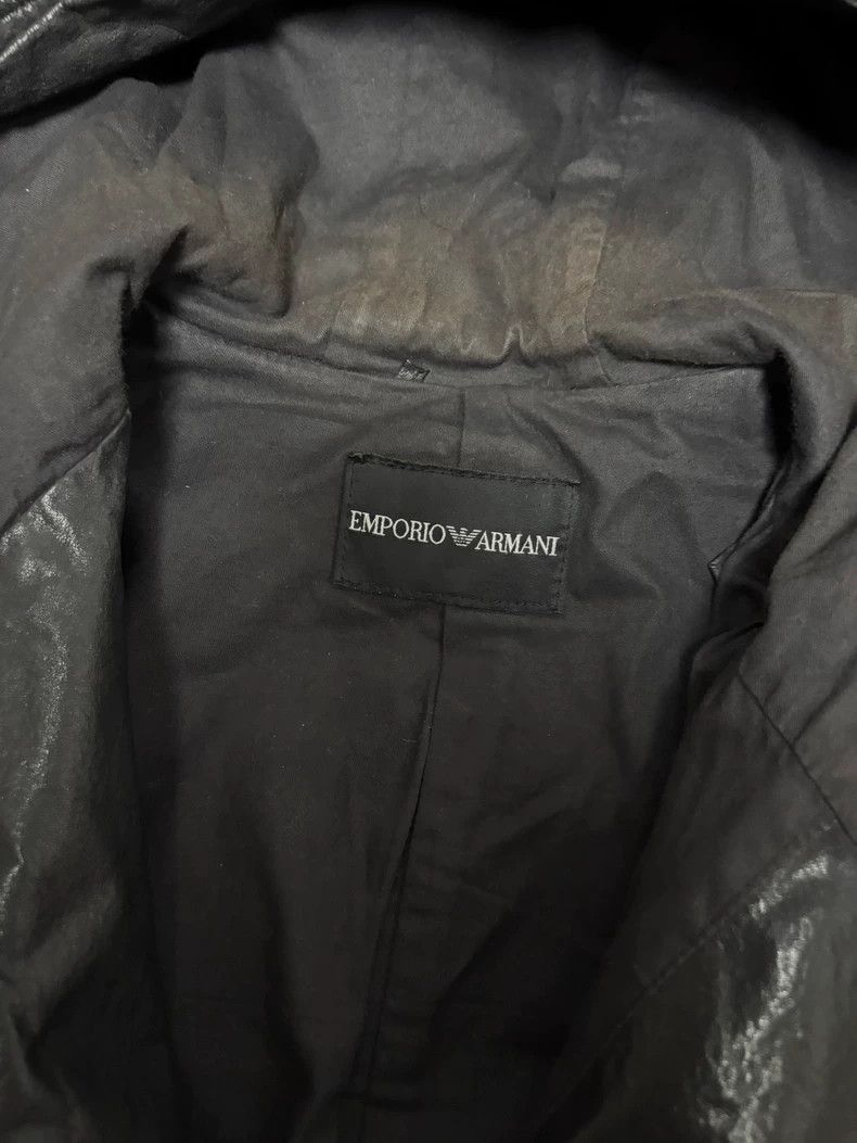 Emporio Armani Black Deconstructed Hooded Leather Jacket Size XL / US 12-14 / IT 48-50 - 6 Thumbnail