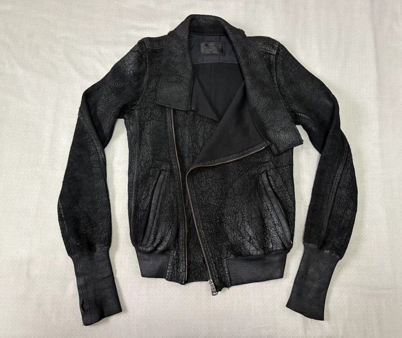 Le Grande Bleu (L.G.B.) Vintage Cracked Leather Biker Jacket Size L / US 10 / IT 46 - 2 Thumbnail
