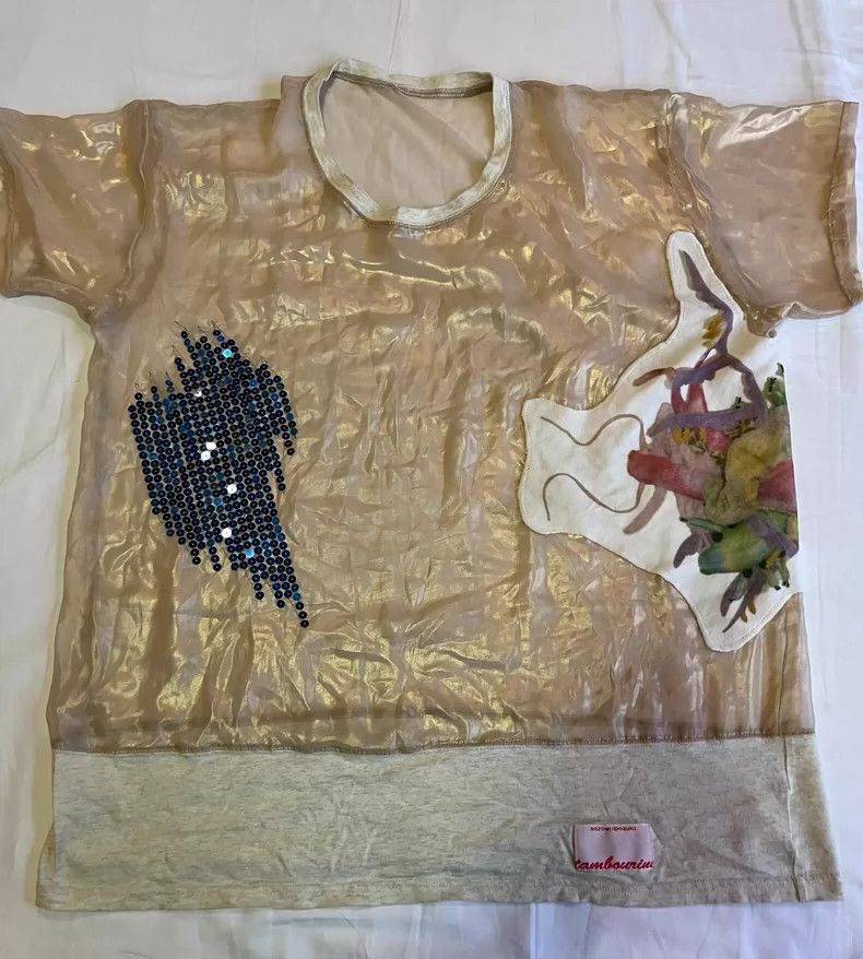 Yohji Yamamoto Net Mesh T-Shirt with Embroidery and Sequins Size XL / US 12-14 / IT 48-50 - 2 Thumbnail