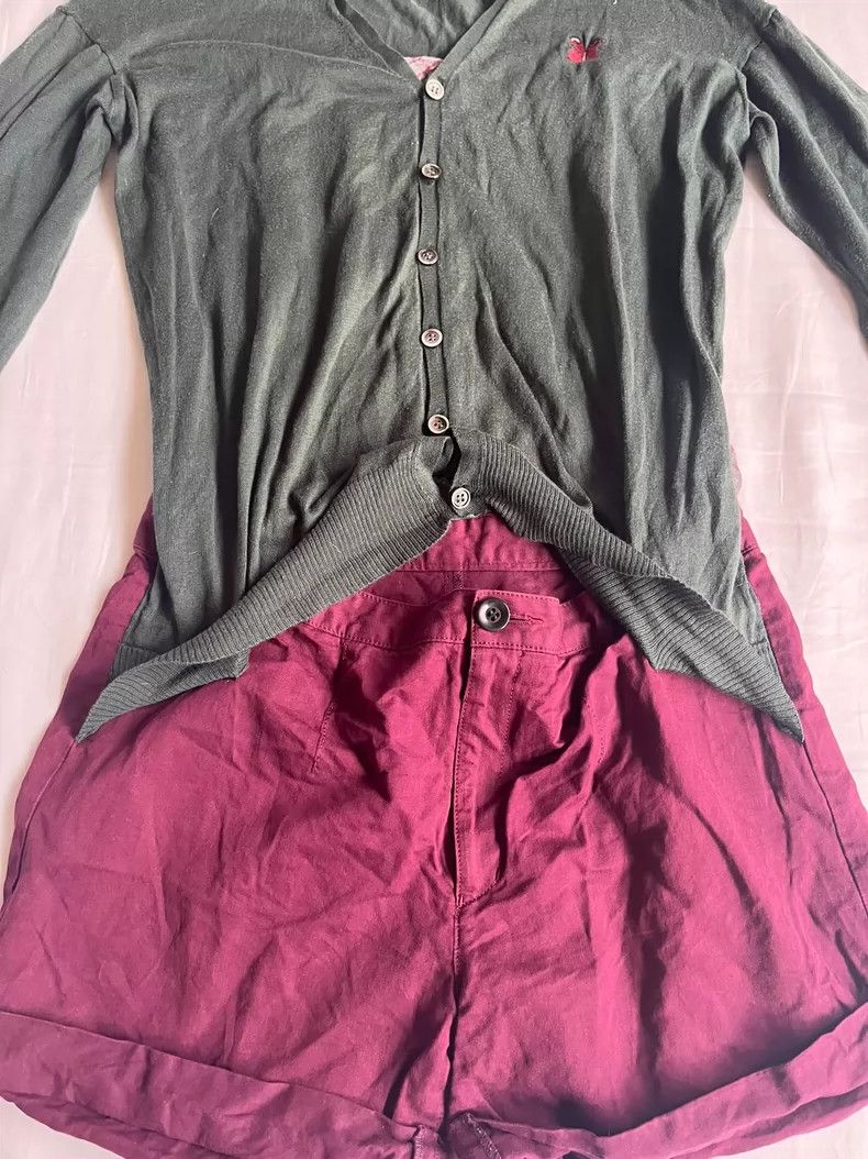 Undercover Green Top with Burgundy Shorts Set Size 22" - 3 Thumbnail