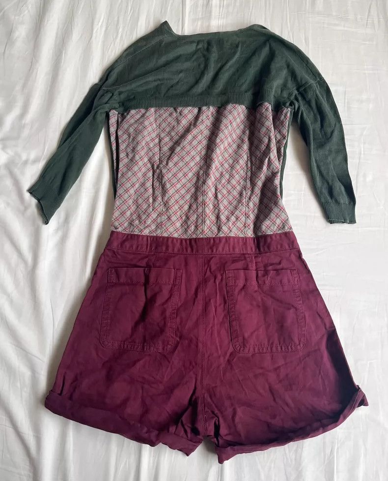 Undercover Green Top with Burgundy Shorts Set Size 22" - 4 Thumbnail
