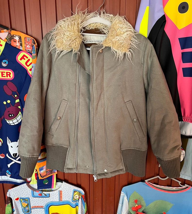 Yohji Yamamoto Vintage Grey Green Fur Collar Jacket Size M / US 6-8 / IT 42-44 - 2 Thumbnail