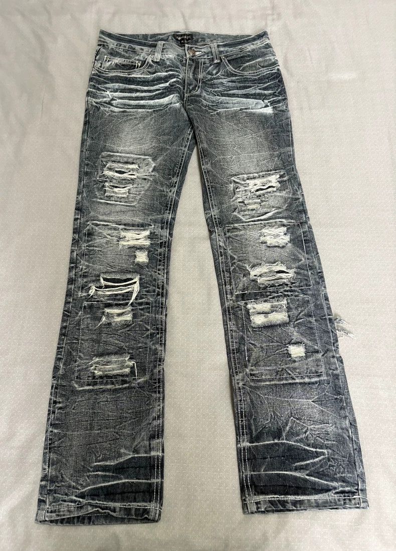 Yohji Yamamoto Vintage Distressed Denim Jeans with Patches Size 34" / US 12 / IT 48 - 6 Thumbnail