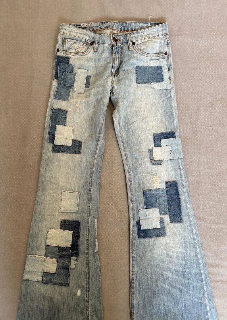 Ralph Lauren Vintage Patchwork Denim Flared Pants Size 28" / US 6 / IT 42 - 4 Thumbnail