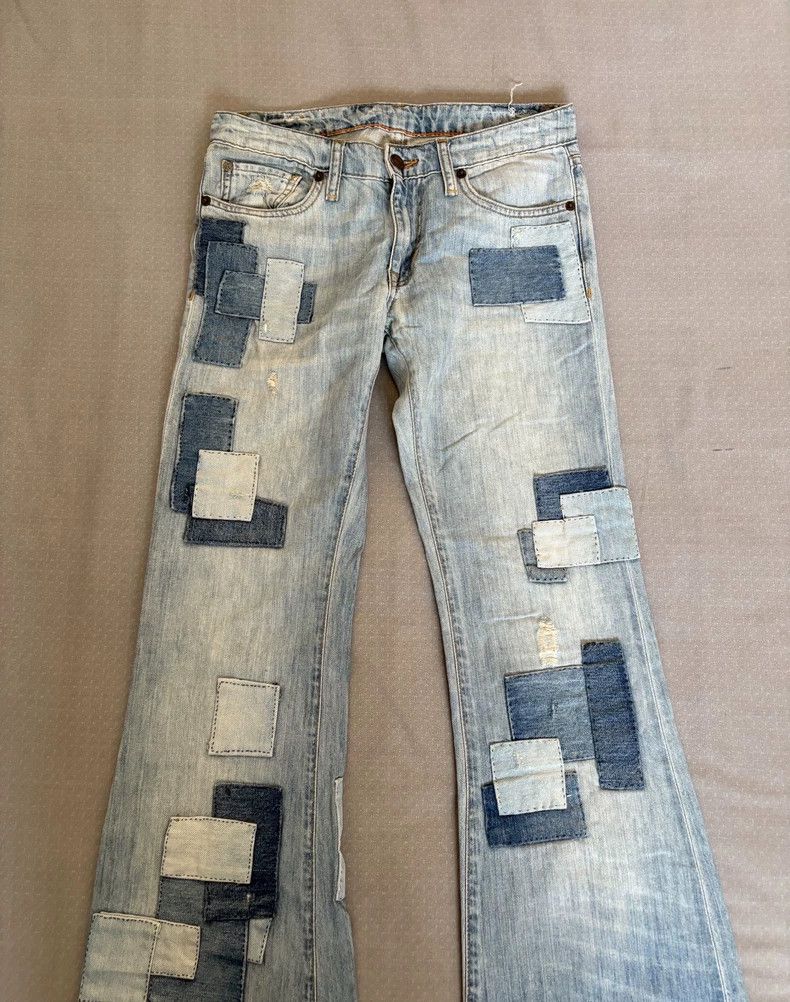 Ralph Lauren Vintage Patchwork Denim Flared Pants Size 28" / US 6 / IT 42 - 2 Thumbnail