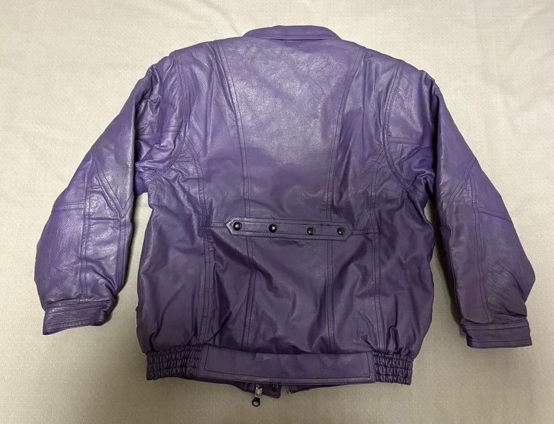 Yohji Yamamoto Vintage Purple Leather Jacket with Unique Details Size L / US 10 / IT 46 - 7 Thumbnail