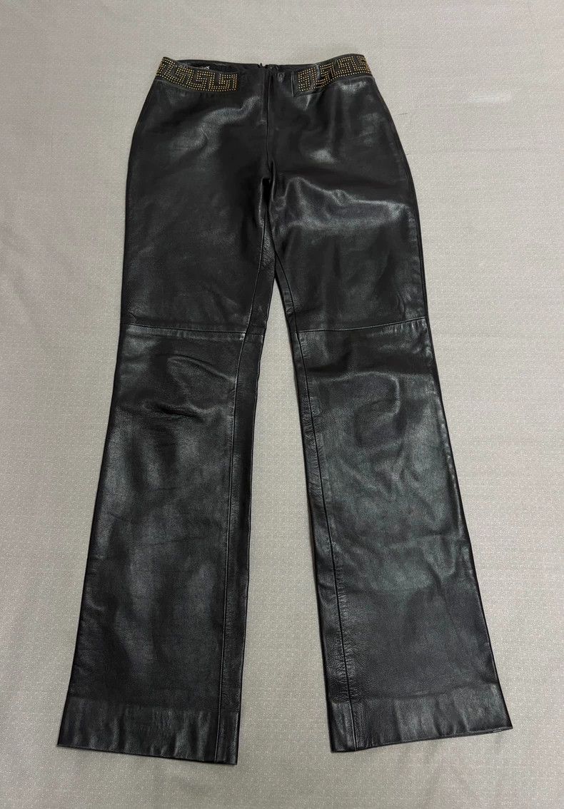 Versace Vintage Versace Black Leather Pants with Studs Size 24" / US 00 / IT 34 - 2 Thumbnail
