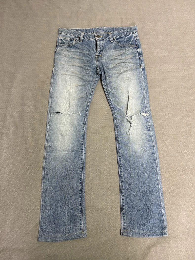 Yohji Yamamoto Vintage Light Blue Distressed Denim Jeans Size 32" / US 10 / IT 46 - 4 Thumbnail