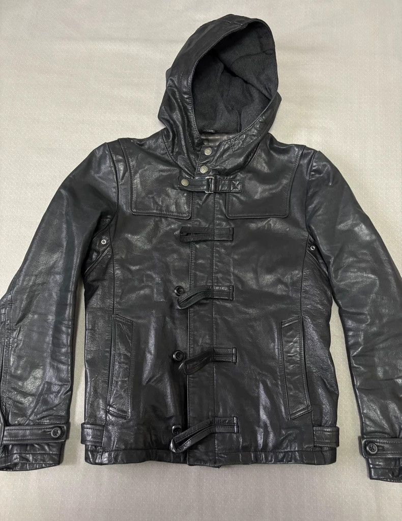 Yohji Yamamoto Vintage Hooded Black Leather Jacket Size M / US 6-8 / IT 42-44 - 3 Thumbnail