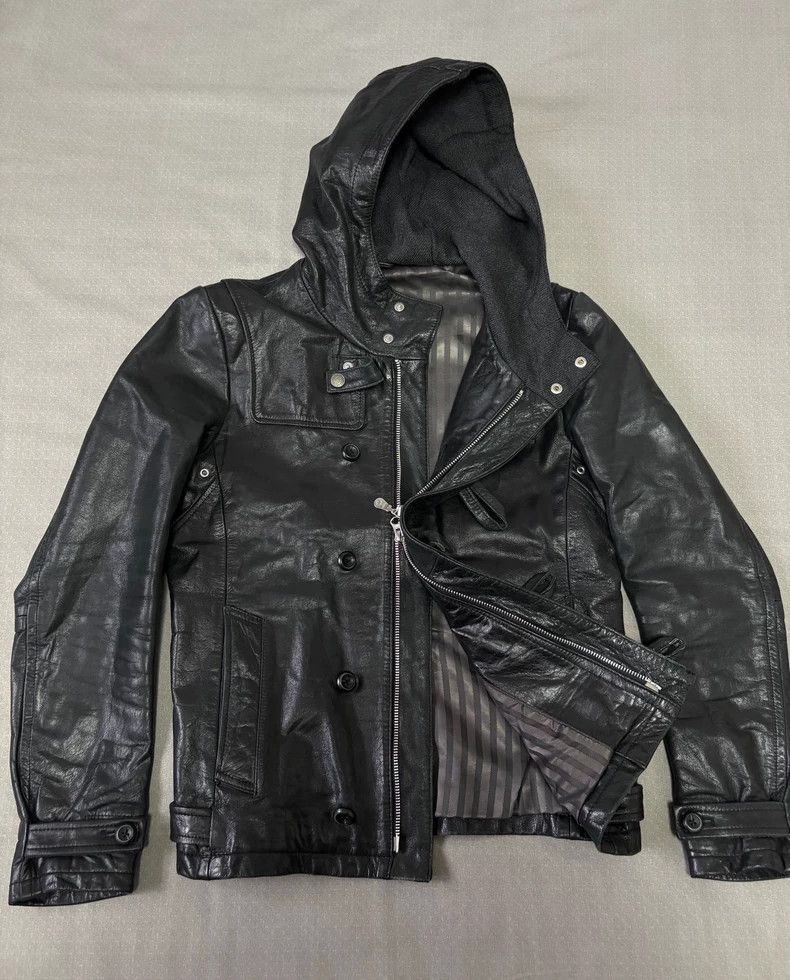 Yohji Yamamoto Vintage Hooded Black Leather Jacket Size M / US 6-8 / IT 42-44 - 2 Thumbnail