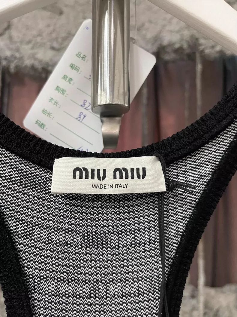 Miu Miu Miu Miu Black and White Logo Tank Dress Size L / US 10 / IT 46 - 5 Thumbnail