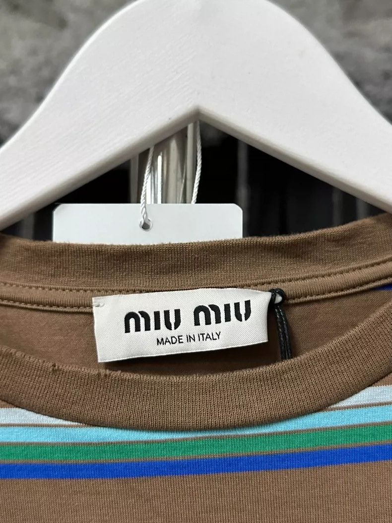 Prada Miumiu Striped Short Sleeve T-Shirt Size S / US 4 / IT 40 - 6 Thumbnail