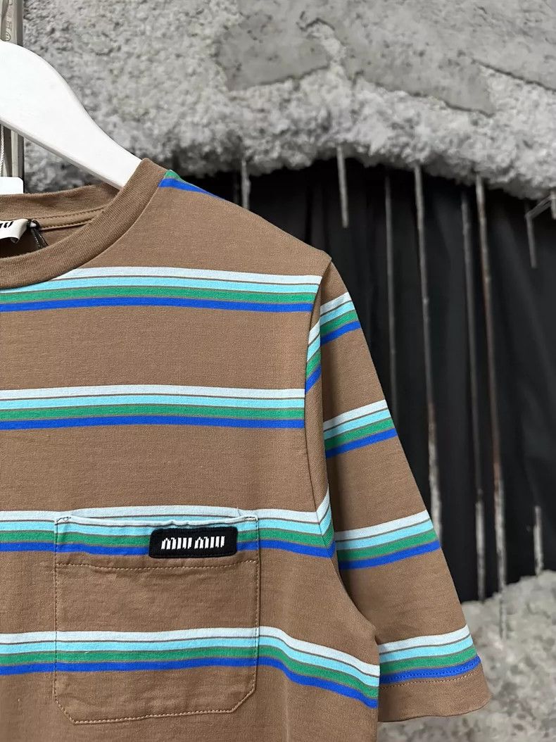 Prada Miumiu Striped Short Sleeve T-Shirt Size S / US 4 / IT 40 - 5 Thumbnail