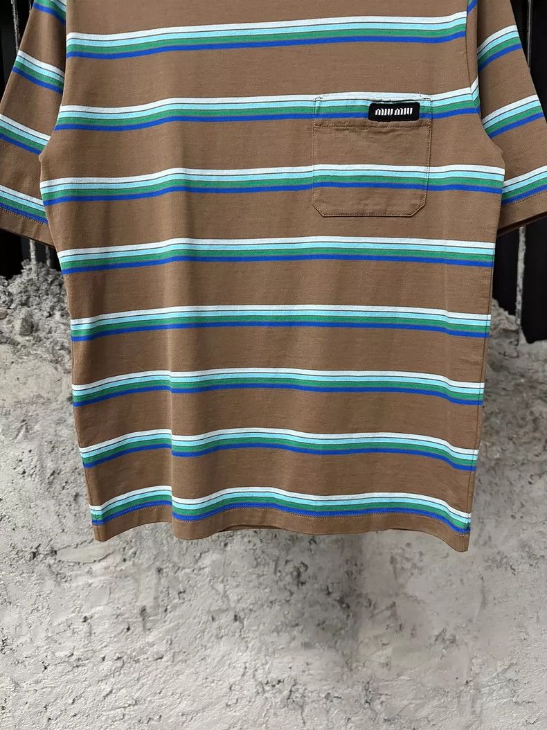 Prada Miumiu Striped Short Sleeve T-Shirt Size S / US 4 / IT 40 - 4 Thumbnail