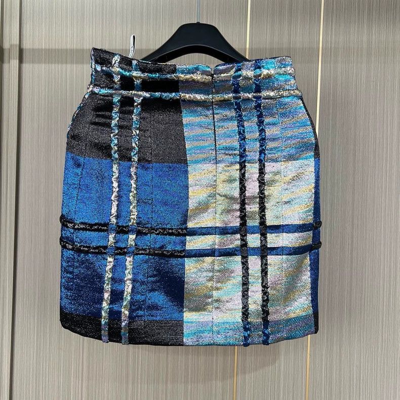 Dior Dior Plaid Skirt With Blue And Black Design Size 36" / US 14 / IT 50 - 2 Thumbnail