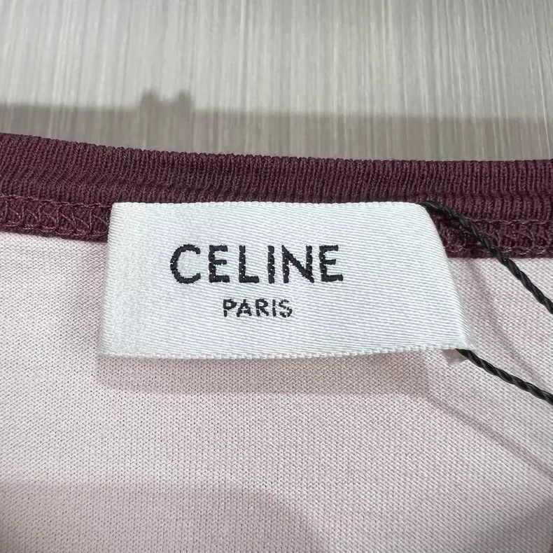 Celine Celine Pink Velvet Letter Short Sleeve T-Shirt Size XS / US 0-2 / IT 36-38 - 5 Thumbnail