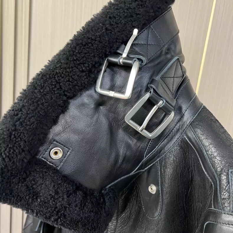 Balenciaga Balenciaga Lettered Shearling Leather Jacket Size S / US 4 / IT 40 - 5 Thumbnail