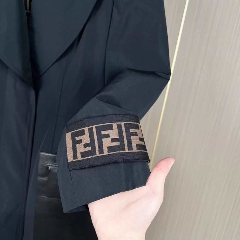 Fendi Fendi Black Printed Leather Trench Coat Size L / US 10 / IT 46 - 4 Thumbnail