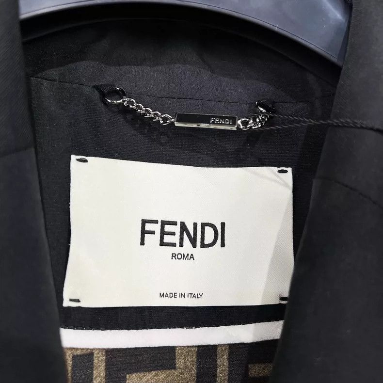 Fendi Fendi Black Printed Leather Trench Coat Size L / US 10 / IT 46 - 7 Thumbnail