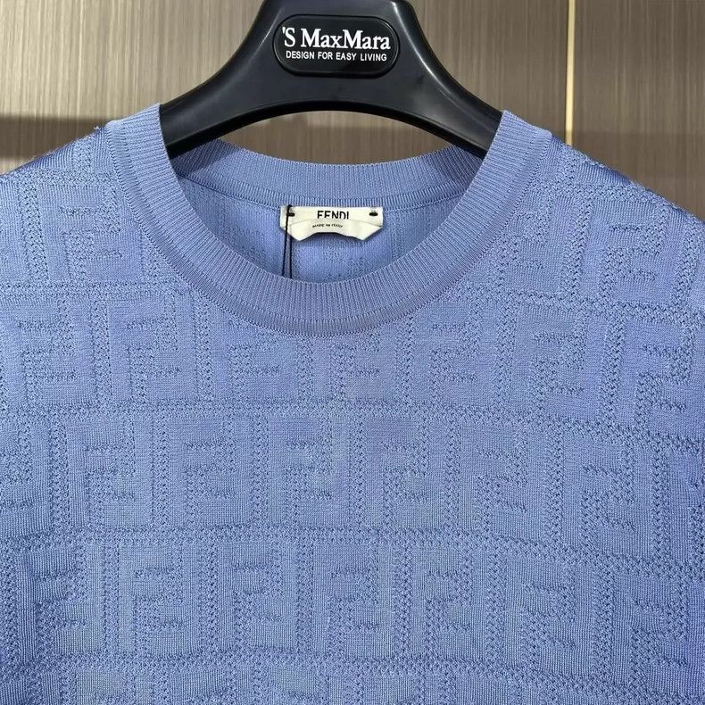Fendi Fendi Knit Short Sleeve Top in Blue Size M / US 6-8 / IT 42-44 - 3 Thumbnail