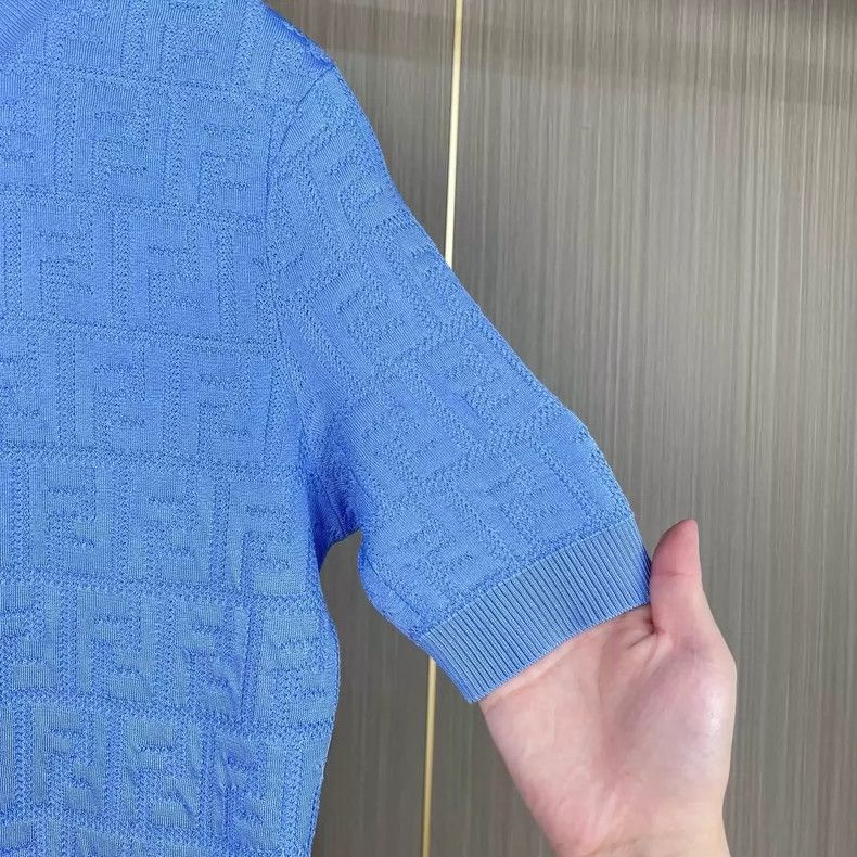 Fendi Fendi Knit Short Sleeve Top in Blue Size M / US 6-8 / IT 42-44 - 4 Thumbnail