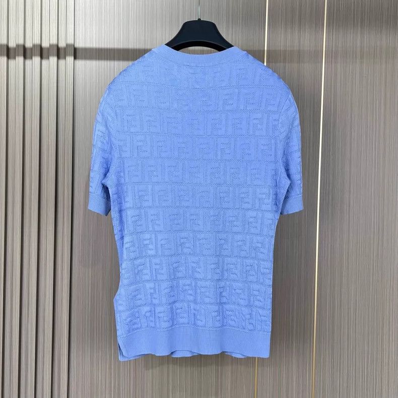 Fendi Fendi Knit Short Sleeve Top in Blue Size M / US 6-8 / IT 42-44 - 2 Thumbnail
