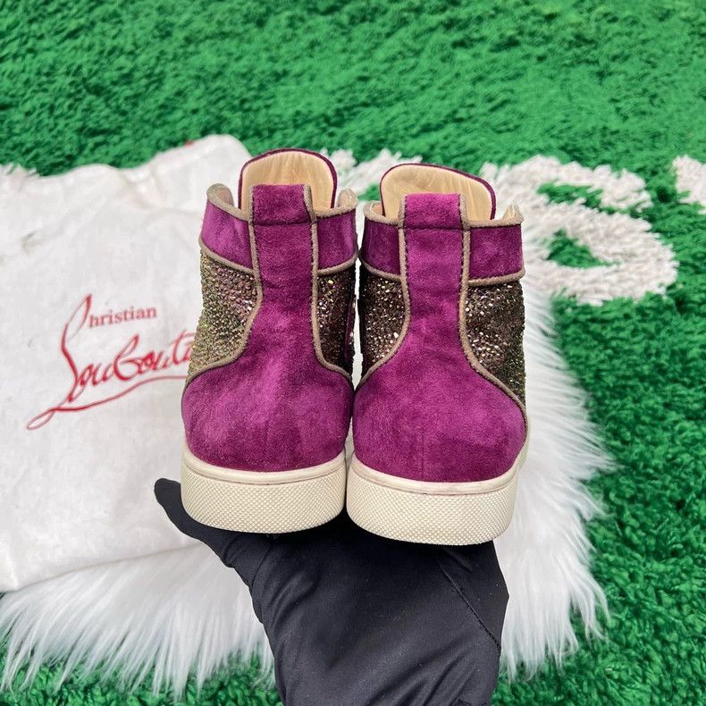 Christian Louboutin Christian Louboutin Purple Suede Crystal Sneakers Size US 7 / IT 37 - 3 Thumbnail