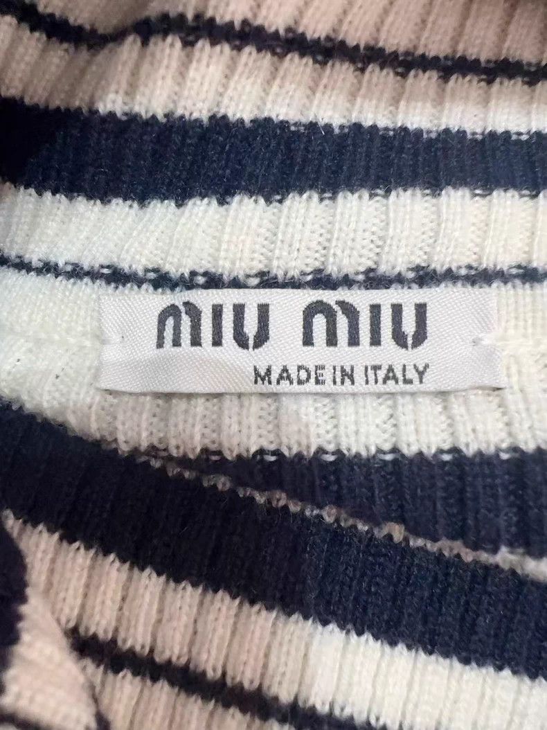 Miu Miu Miumiu Striped Knit Short Sleeve Top Size S / US 4 / IT 40 - 3 Thumbnail