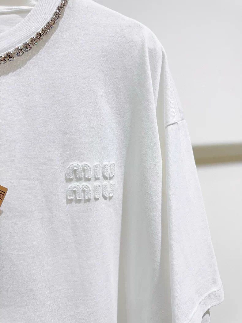 Prada Miu Miu White Short Sleeve Top Size XS / US 0-2 / IT 36-38 - 2 Thumbnail