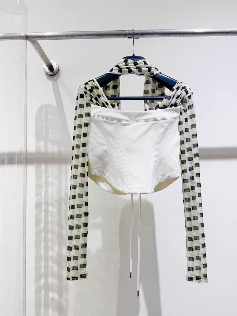 The Row Stylish White Checkered Long Sleeve Top Size S / US 4 / IT 40 - 2 Thumbnail