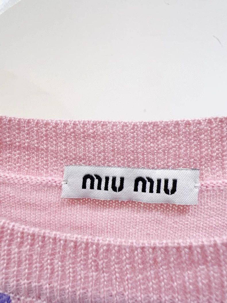 Prada Miu Miu Pink Sweater with Argyle Design Size M / US 6-8 / IT 42-44 - 2 Thumbnail
