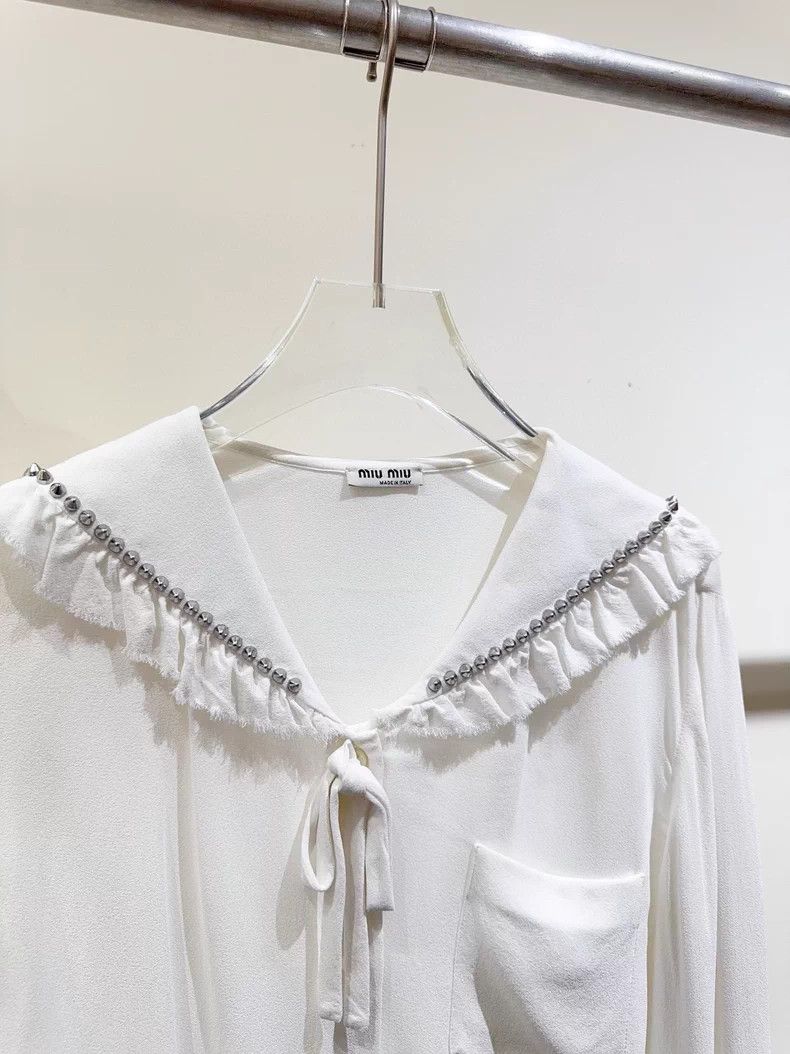 Miu Miu Miu Miu Silk Doll Collar Shirt Size M / US 6-8 / IT 42-44 - 3 Thumbnail