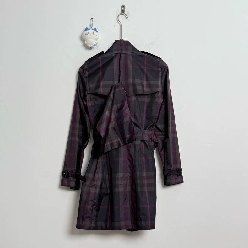 Burberry Burberry Purple Plaid Trench Coat UK Size 6 Size XS / US 0-2 / IT 36-38 - 3 Thumbnail