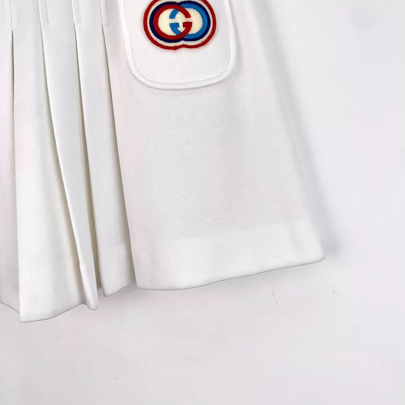 Gucci Gucci White Stripe Logo Pleated Skirt Size 23" - 4 Thumbnail