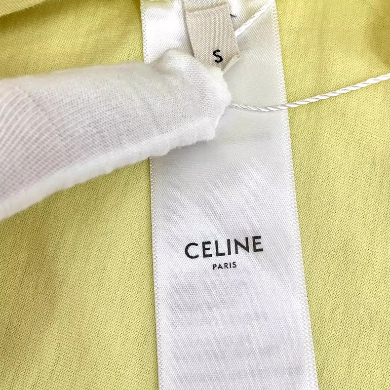 Celine Celine Yellow Logo Cotton Short Sleeve T-Shirt Size S / US 4 / IT 40 - 7 Thumbnail