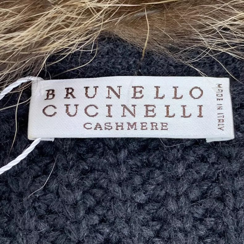 Brunello Cucinelli Brunello Cucinelli Black Knit Cardigan with Faux Fur Size M / US 6-8 / IT 42-44 - 5 Thumbnail