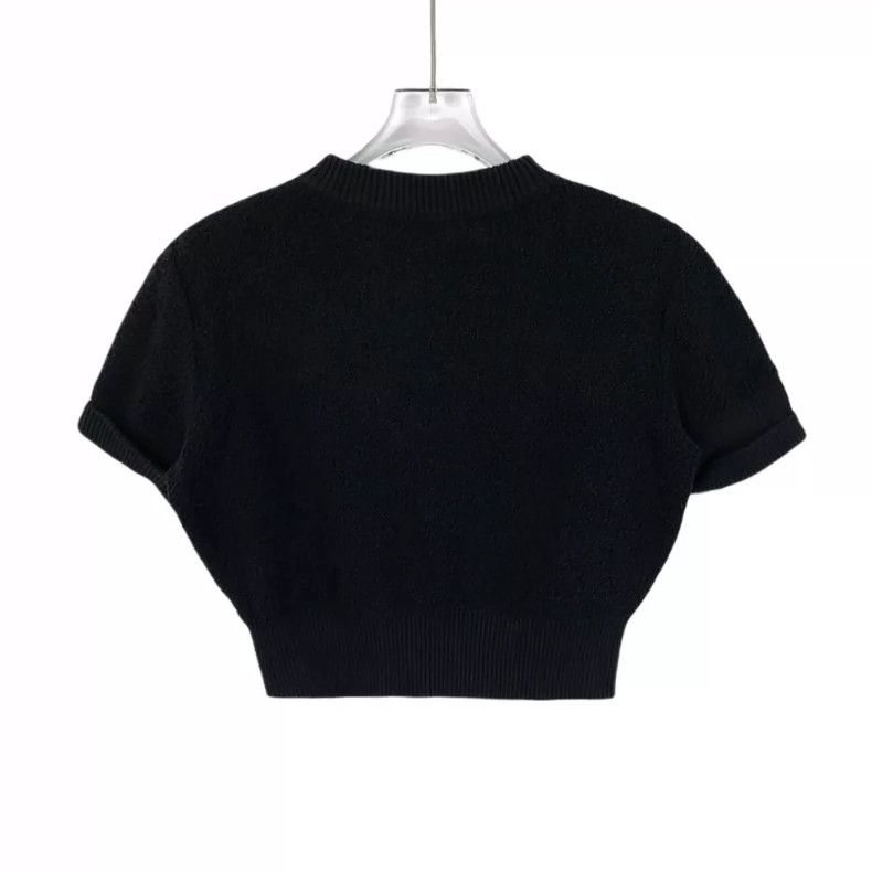 Chanel Chanel Black Short Sleeve Knit Top Size XS / US 0-2 / IT 36-38 - 2 Thumbnail