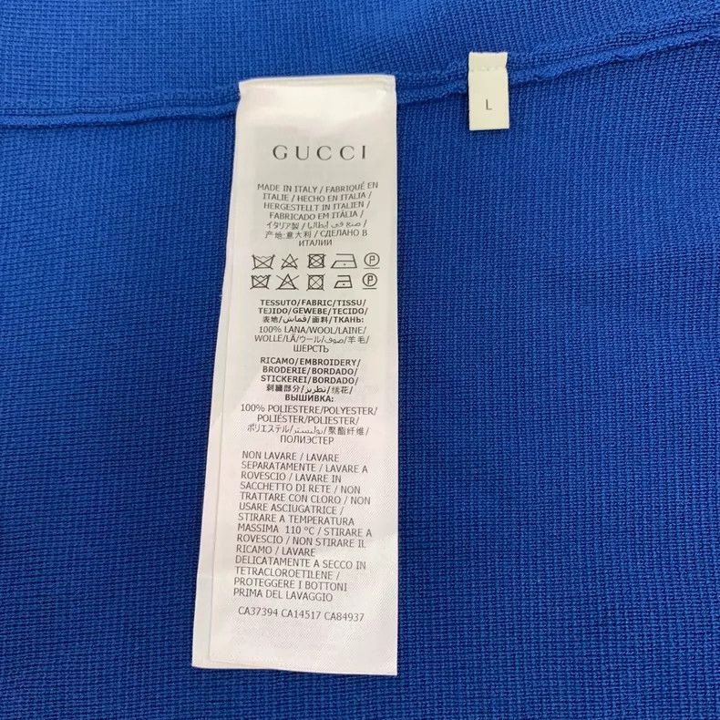 Gucci Gucci Blue Logo Embroidered Wool Cardigan Size L / US 10 / IT 46 - 6 Thumbnail