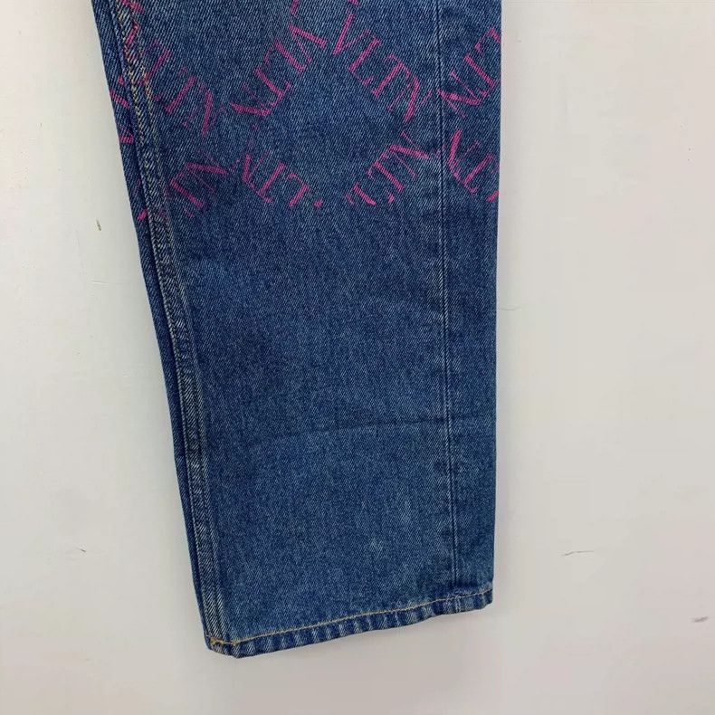 Valentino Valentino Blue Logo Print Casual Denim Pants Size 27" / US 4 / IT 40 - 5 Thumbnail