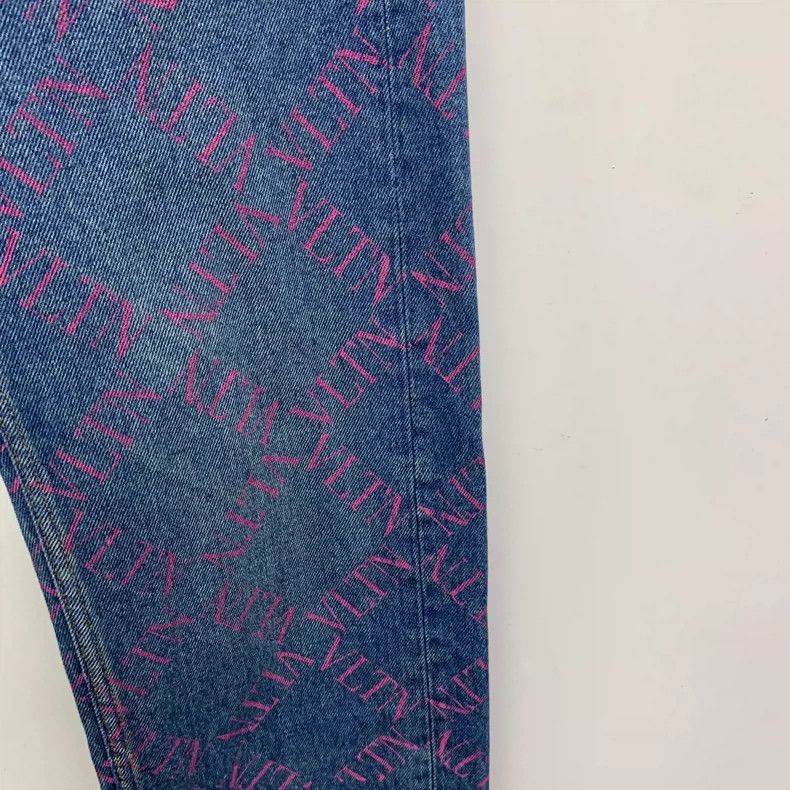 Valentino Valentino Blue Logo Print Casual Denim Pants Size 27" / US 4 / IT 40 - 4 Thumbnail