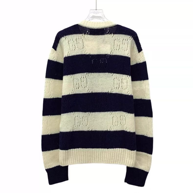 Gucci Striped Wool Sweater with Tiger Embroidery
