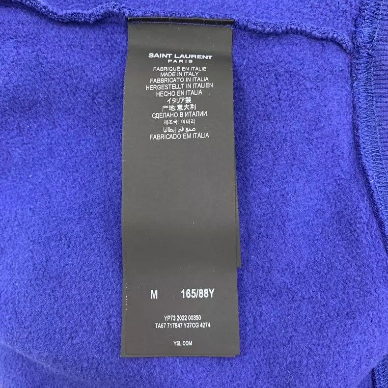 Saint Laurent Paris Saint Laurent Blue Hooded Sweatshirt with Print Size M / US 6-8 / IT 42-44 - 7 Thumbnail