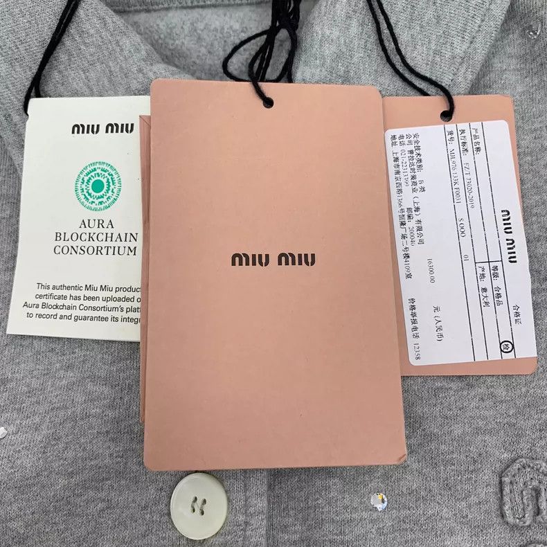 Prada Miu Miu Gray Long Sleeve Polo with Rhinestones Size S / US 4 / IT 40 - 6 Thumbnail