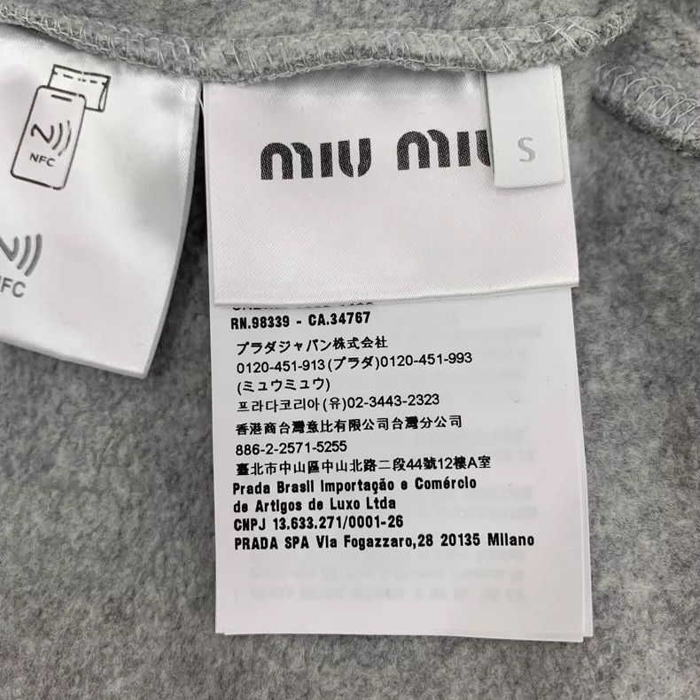 Prada Miu Miu Gray Long Sleeve Polo with Rhinestones Size S / US 4 / IT 40 - 7 Thumbnail