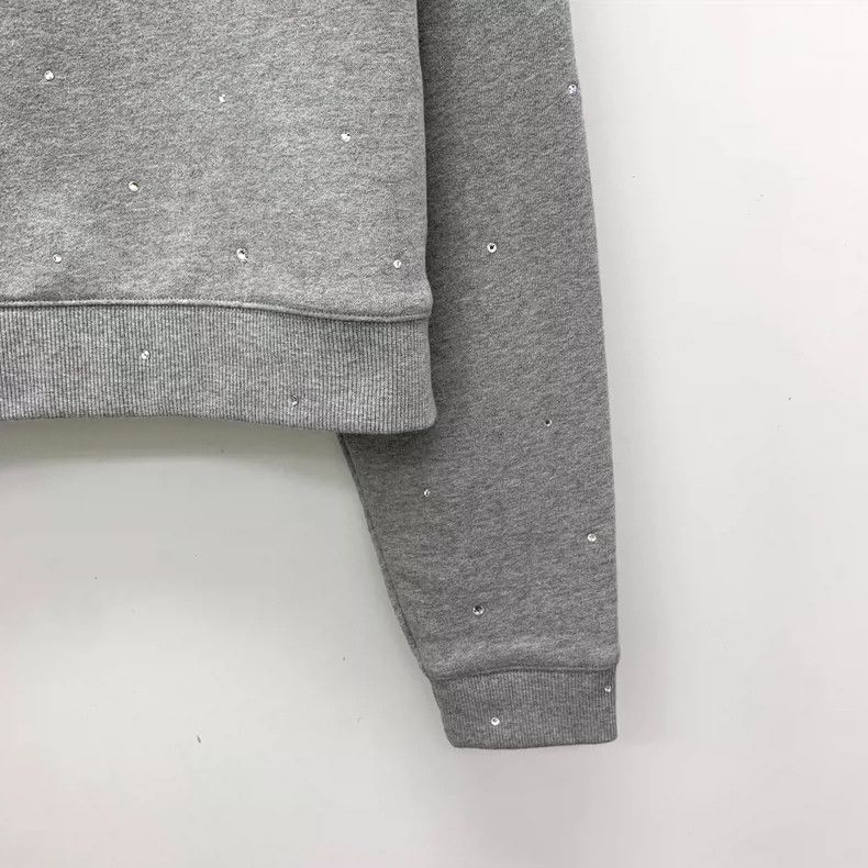 Prada Miu Miu Gray Long Sleeve Polo with Rhinestones Size S / US 4 / IT 40 - 4 Thumbnail